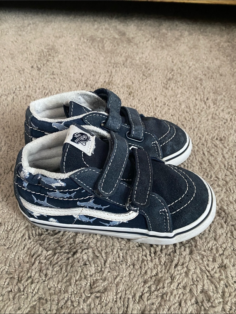 Vans V Hi Kids Navy Blue Double-Strap Skate Sneakers size 10